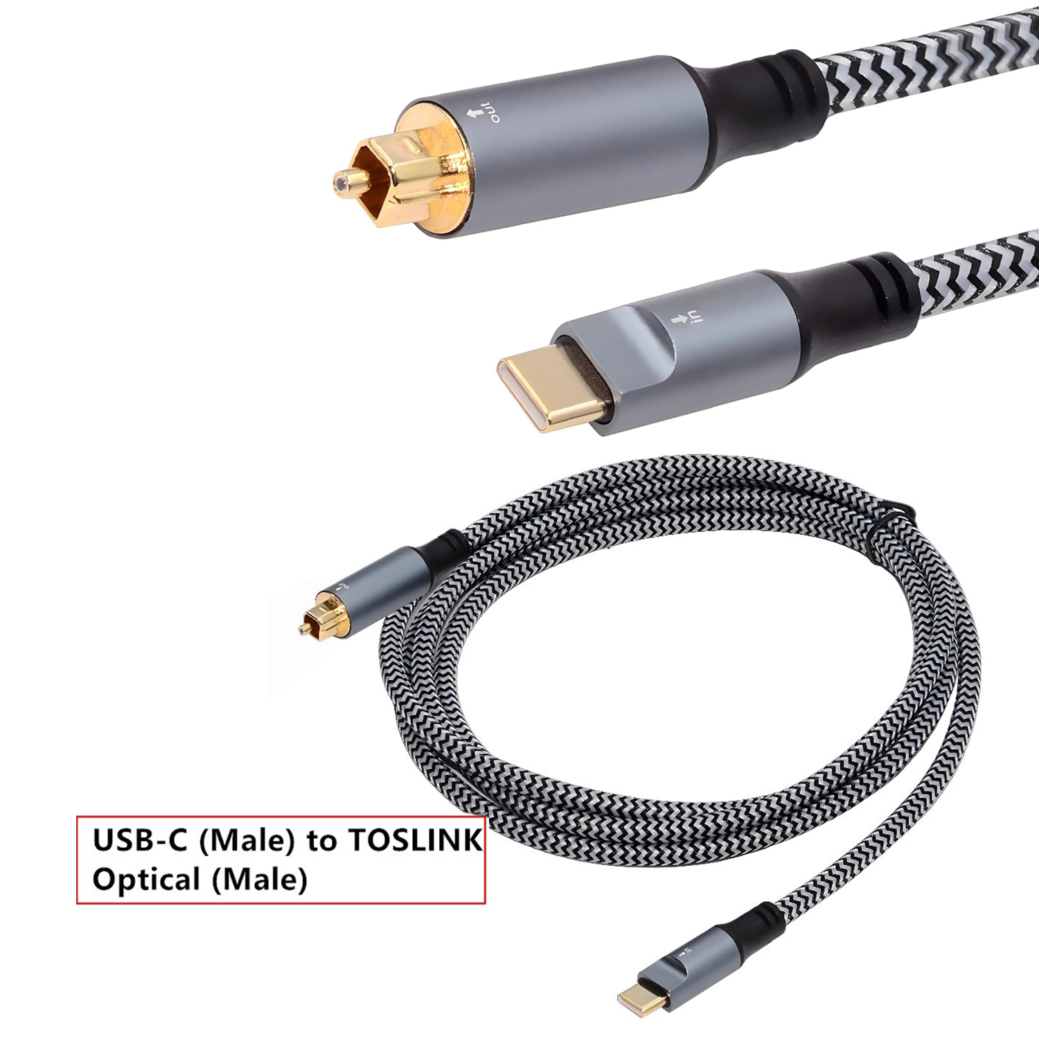 Optical Audio Cable Toslink Gold Plated - Câble Audio USB C vers optique