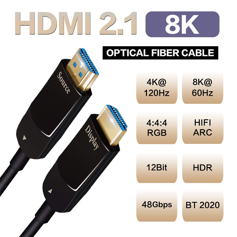 Hdmi 2.1 Cable 8K 60Hz 48Gbps Earc - Navceker – câble Fiber optique 8K