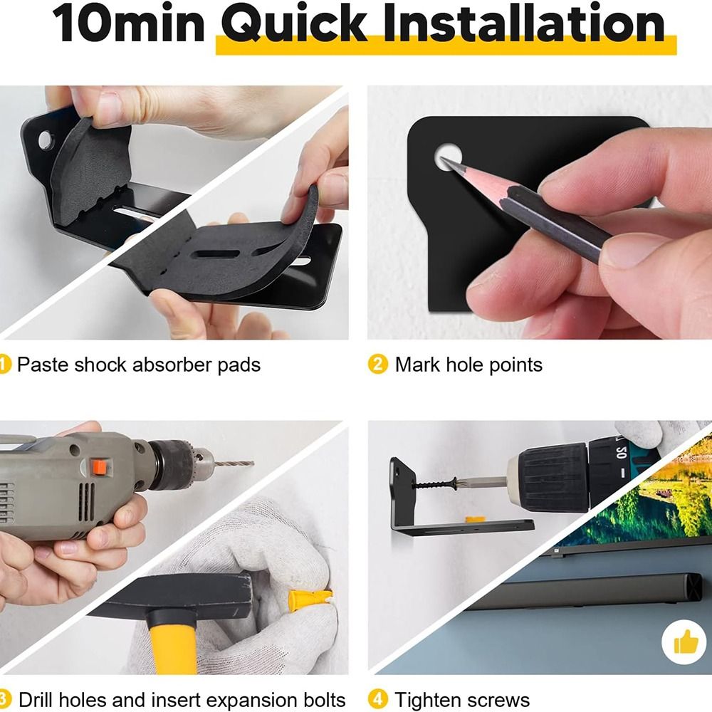 Soundbar Wall Mount Bracket Universal - Accessoires, supports muraux pour barre de