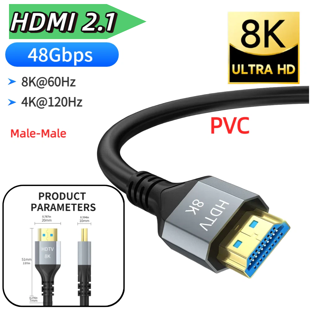 Hdmi 2.1 Cable 8K 60Hz 48Gbps Earc - Ehull-Câble HDMI 2.1, 8K @ 60Hz,