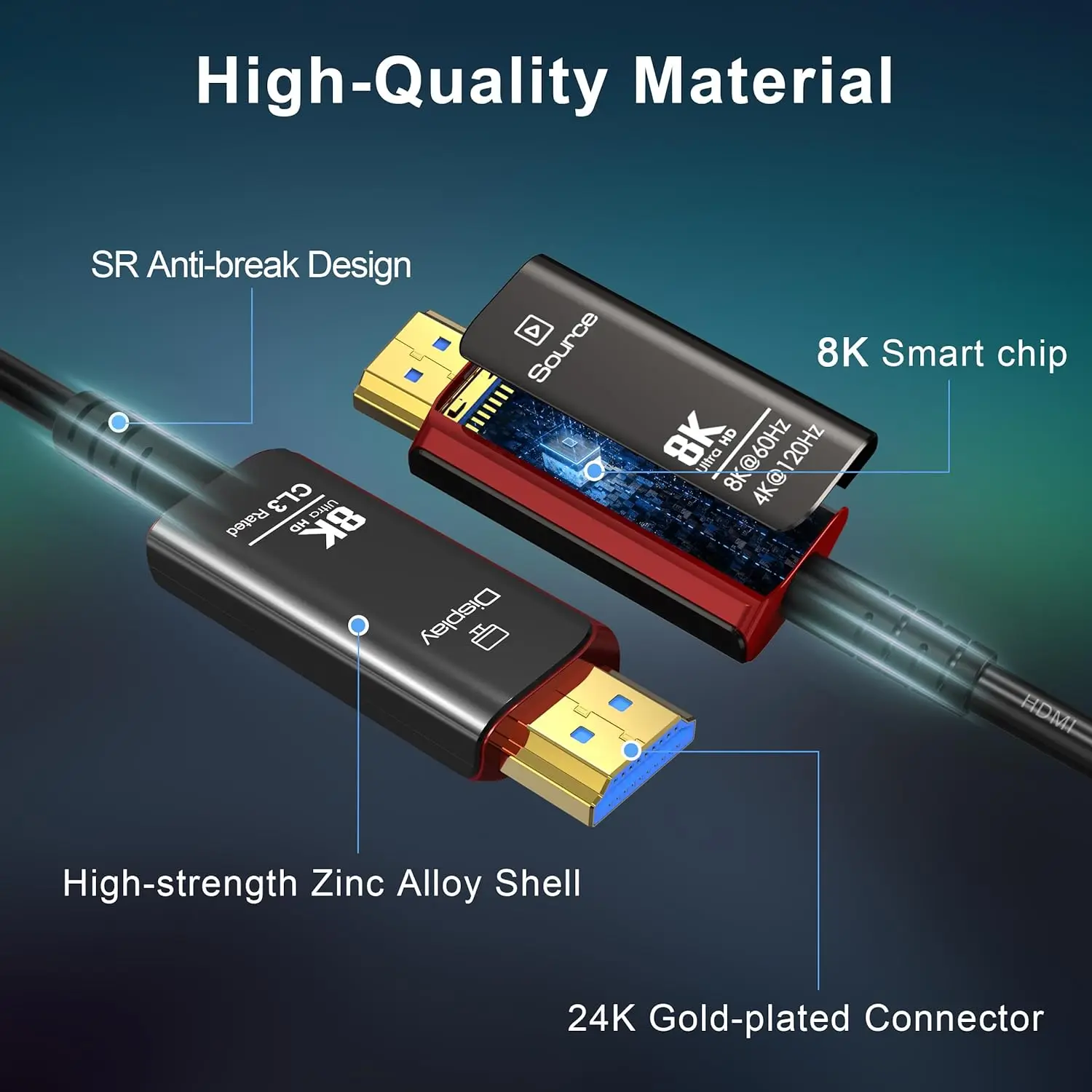 Câble optique HDMI 2.1 8K@60Hz - Hdmi 2.1 Cable 8K 60Hz 48Gbps Earc avis et prix