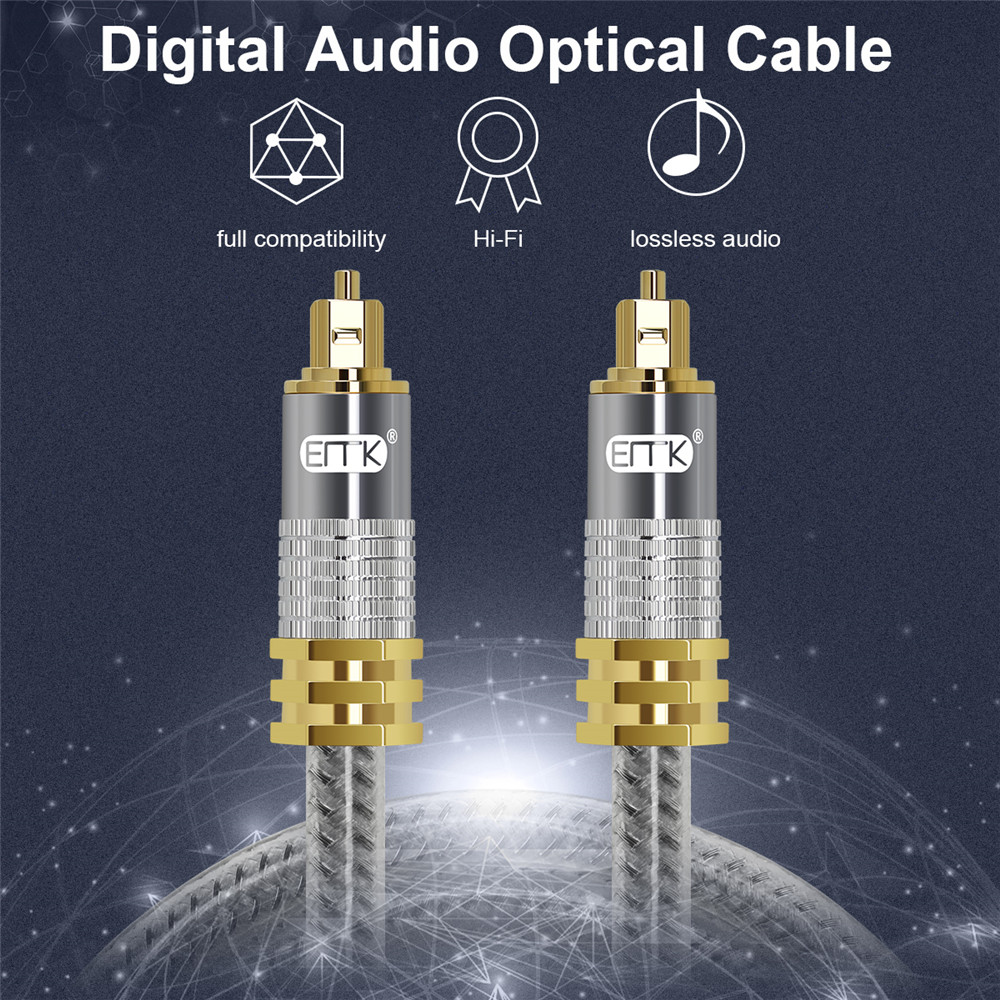 EMK – câble optique Spdif de q - Optical Audio Cable Toslink Gold Plated avis et prix